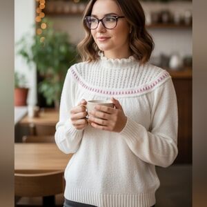 VINTAGE ruffle sweater size M